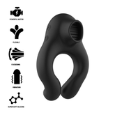 BLACK&SILVER - RECHARGEABLE SILICONE 3 MOTOR VIBRATOR RING BLACK